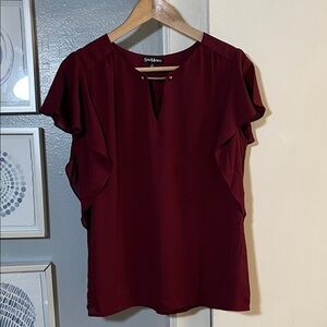 Sara Michele Women’s Flutter Sleeve Burgundy Top Size M